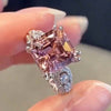 Morganite Pink Asscher Cut Sterling Silver Engagement Ring