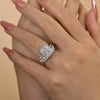 3PC Gorgeous Halo Radiant Cut Bridal Set In Sterling Silver