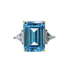 Emerald Cut Sky Blue Gemstone Three Stone Sterling Silver Engagement Ring