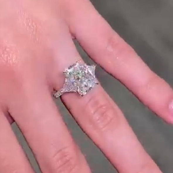 5.0 Carat Radiant Cut Three Stone Engagement Ring