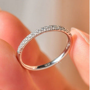 Simple Half Eternity Sterling Silver Wedding Band