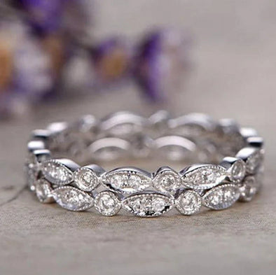 Full Eternity Art Deco Stackable Wedding Band Set