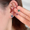 Clover Design Sapphire Stud Earrings in Sterling Silver