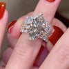 4.0Ct Marquise Cut Wedding Ring Set With Crown Curved Wedding Band