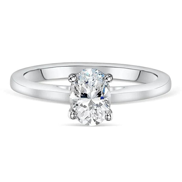 Solitaire Oval Cut In Sterling Silver Engagement Ring