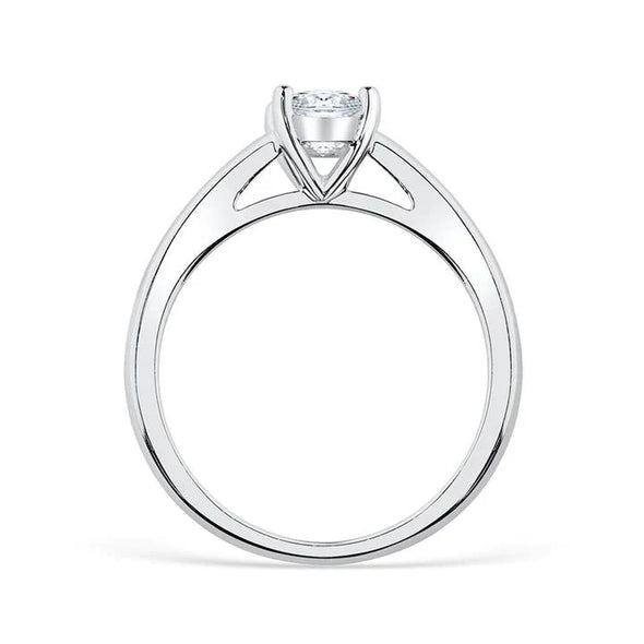 Solitaire Oval Cut In Sterling Silver Engagement Ring