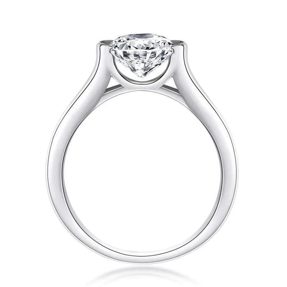 Round Cut 925 Sterling Silver Solitaire Ring