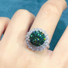 6.0 CT Halo Round Cut Green Gemstone Sterling Silver Engagement Ring