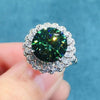 6.0 CT Halo Round Cut Green Gemstone Sterling Silver Engagement Ring