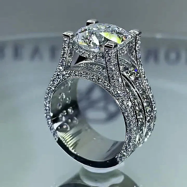 Round Cut Sterling Silver Ring with 3ct Stone