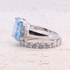 4.0CT. Radiant Cut Blue Gemstone Engagement Ring Set