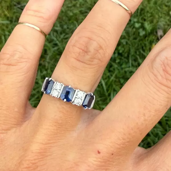 2.36ctw Emerald Cut Sapphire Band Ring