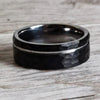 Hammered Black Tungsten Carbide Minimalist Men's Wedding Band