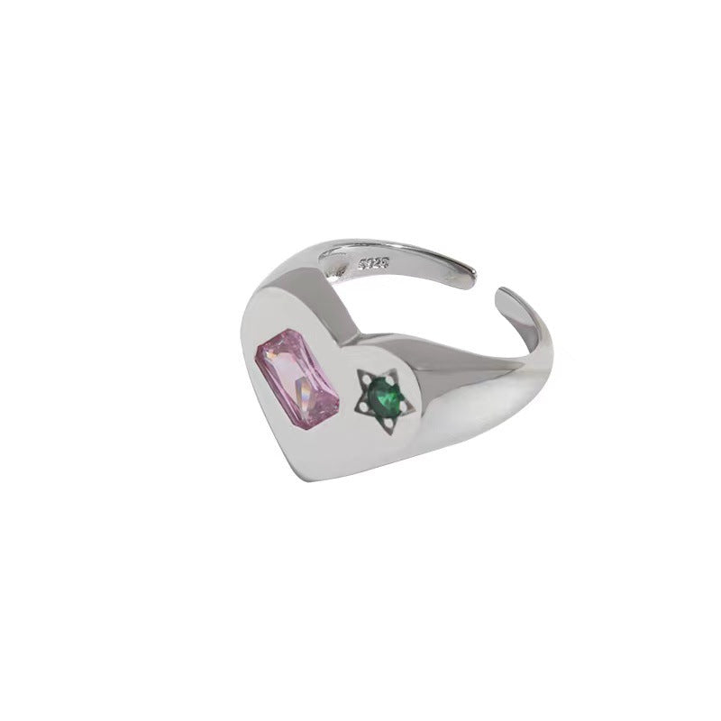Retro Heart Design Adjustable Open Rings