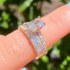 2PCS Radiant Cut Ring With Baguette Band Bridal Set in Sterling Silver