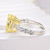 Two-tone Cushion Cut Yellow Gemstone Sterling Silver Engagement Ring
