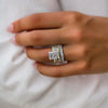 Classic Golden Tone Radiant Cut Sterling Silver Bridal Set with Two Tone Band