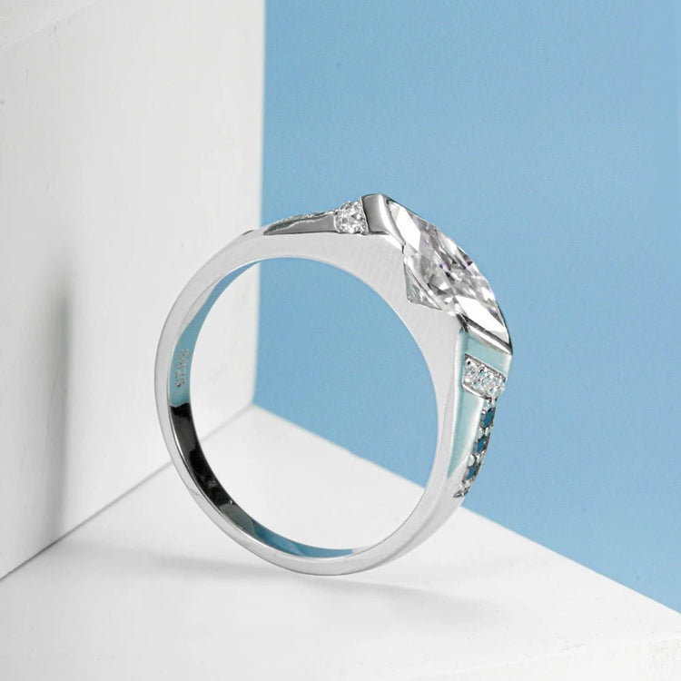 Exquisite Moissanite 1.0ct Marquise Cut Sterling Silver Engagement Ring