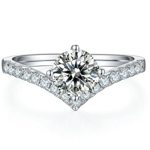 Luxury 1 Carat Moissanite Diamond 925 Sterling Silver Engagement Ring