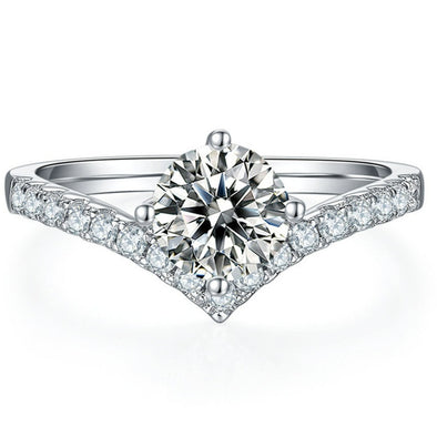 Luxury 1 Carat Moissanite Diamond 925 Sterling Silver Engagement Ring