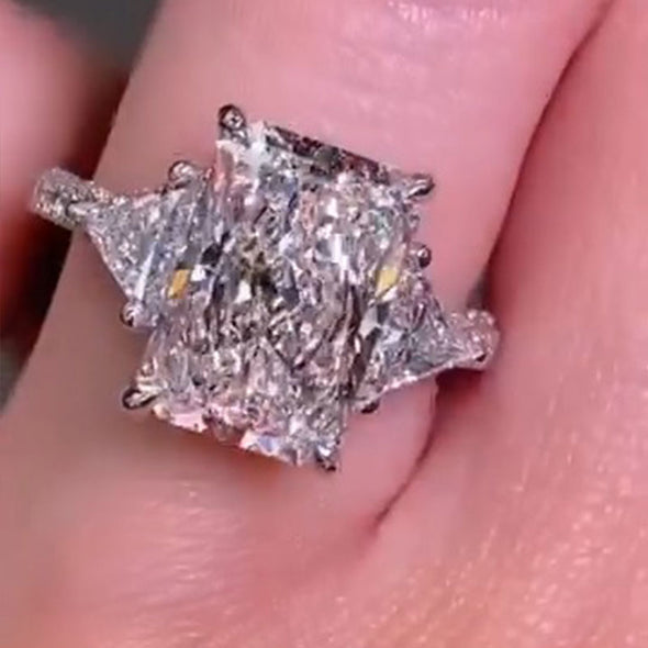 5.0 Carat Radiant Cut Three Stone Engagement Ring