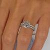 2Pcs Solitaire Golden Tone Cushion Cut Bridal Set Rings In Sterling Silver