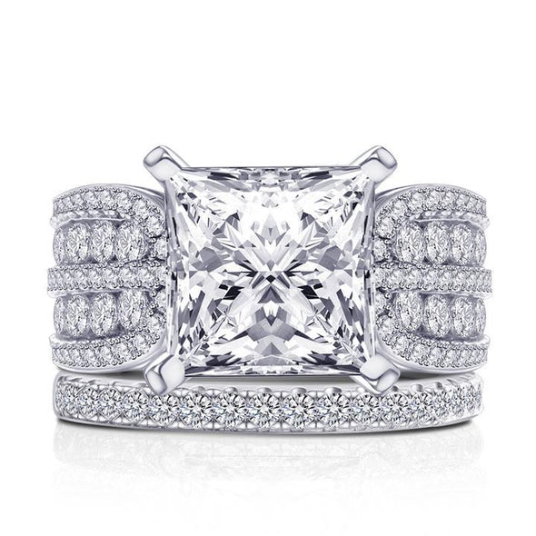 Princess Cut Sterling Silver Bridal Set