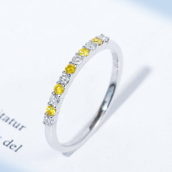 Two Tone Design 18k White Gold Plated Wedding Band