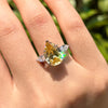 Yellow Pear Cut Gemstone Sterling Silver Engagement Ring