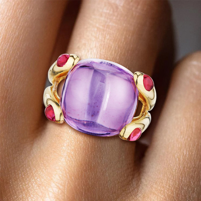 8.5ctw Cushion Cut Amethyst Split Shank Engagement Ring