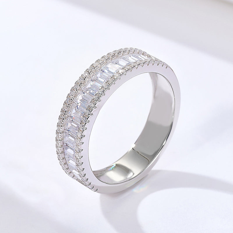 Round Cut Sterling Silver Ring Set