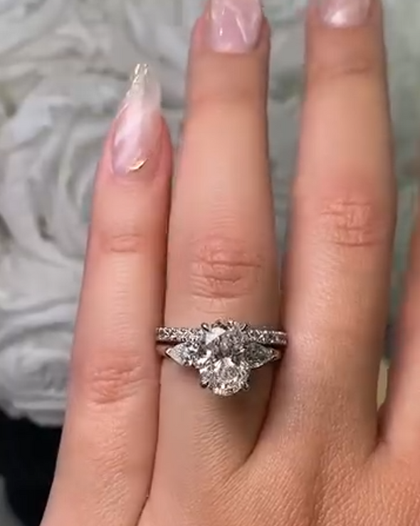 Unique Oval Cut Bridal Set In Sterling Silver