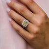 Gorgeous Halo Radiant Cut Yellow Gemstone  Engagement Ring