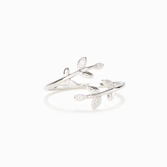 Chic Leaf Design Sterling Silver Wedding Band