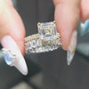 Gorgeous Asscher Cut Women's Wedding Bridal Set In Sterling Silver