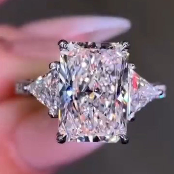 5.0 Carat Radiant Cut Three Stone Engagement Ring