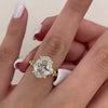 Golden Tone Oval Cut Sterling Silver Engagement Ring with Unique Band