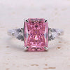 4.0CT Three Stone Pink Sterling Silver Engagement Ring (Multi Color Available)