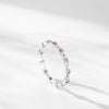 Simple Rainbow Round Cut Sterling Silver Wedding Band