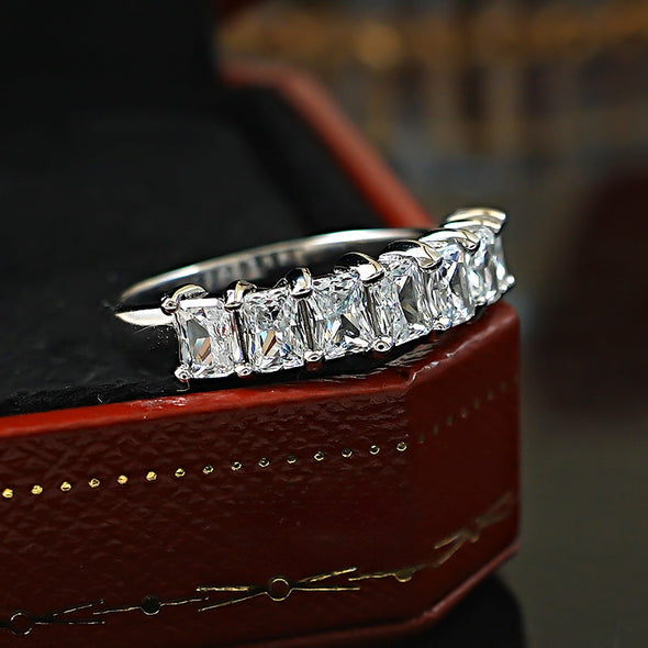 Sparkling Ice Cut Half Eternity Sterling Silver Wedding Band