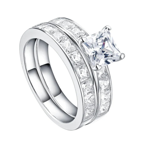 1.5 Carat Princess Cut Wedding Bridal Set