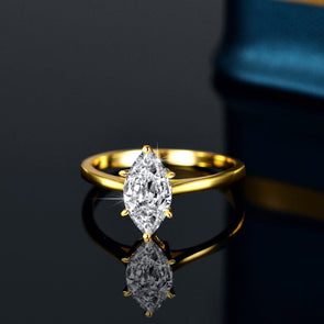Marquise Cut Moissanite Sterling Silver Ring