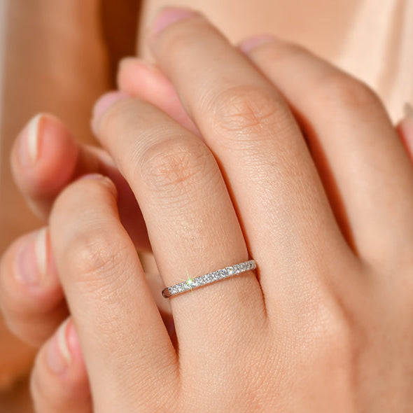 Simple Half Eternity Sterling Silver Wedding Band
