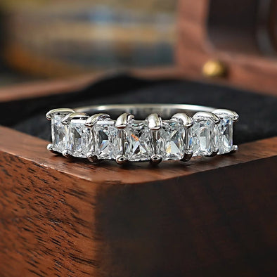 Sparkling Ice Cut Half Eternity Sterling Silver Wedding Band