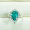 Paraiba Tourmaline Halo Pear Cut  Sterling Silver Engagement Ring