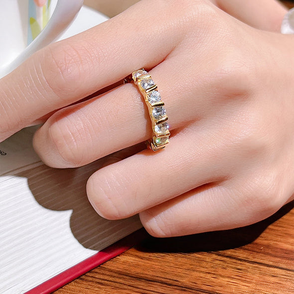 Stunning Round Cut Paved Sterling Silver Wedding Band