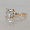 Golden Tone Cushion Cut Three Stone Sterling Silver Engagement Ring