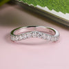 V Design Half Eternity Sterling Silver Moissanite Wedding Band