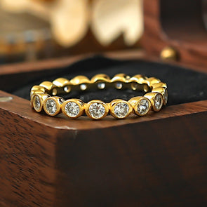 Classic Round Cut Eternity Golden Tone Band
