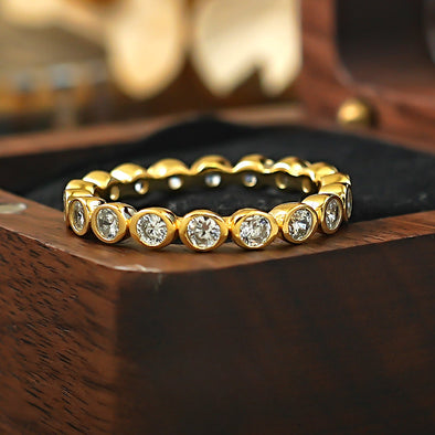 Classic Round Cut Eternity Golden Tone Band